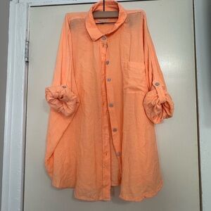 American Eagle Outfitters Orange Button Down Shirt